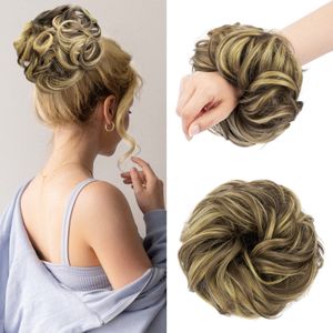 Grote Scrunchies Messy Bun Haar Stuk Golvend Krullend 3 stks/partij Synthetische Paardenstaart Warrige Updo Hair extensions Haarstukjes voor Vrouwen Meisjes Kids LS14