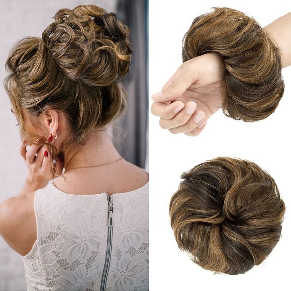 Chignon de cheveux en désordre pièce ébouriffé Updo chouchous Extension de cheveux avec élastique élastique Chignons pièces pour femmes filles LS14