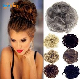 Moño de pelo sintético desordenado Shapers Scrunchie Donut Updo ondulado Scrunchie elástico postizo nupcial Updos fáciles para mujeres y niños H0139673999