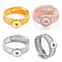 Pulsera de botón a presión de Metal de 18mm, brazaletes de tamaño ajustable, brazalete de Color oro rosa y plata, joyería a presión