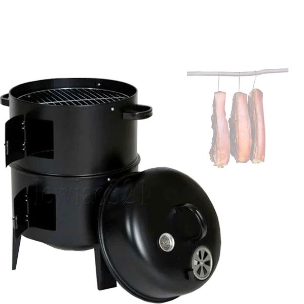 Parrilla de barbacoa 3 en 1 de Metal, asador, ahumador, vaporizador, parrilla de barbacoa portátil para acampar al aire libre, estufa de carbón, accesorios de herramientas de cocina