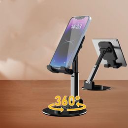 Support de téléphone de bureau rotatif à 360 ° en métal adapté pour iPhone, smartphone, lecteur de téléphone iPad