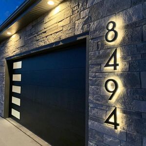 Metalen 3D LED Huisnummer Licht Outdoor Roestvrij Staal Verlichte Brief Teken Adres Plaquette Thuis el Deur Plaat Waterdicht 231226