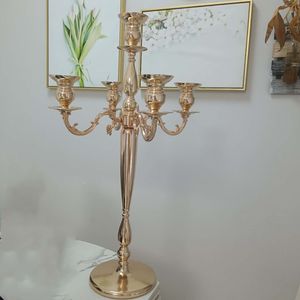 Candélabre en métal à 5 bras chandelier en laiton porte-bougies créatif européen candélabre de table en métal or romantique imake934