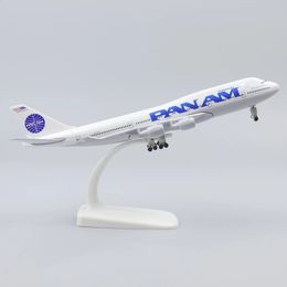 Modèle d'avion en métal 20cm 1 400 Pan American B747, réplique en métal, matériau en alliage avec train d'atterrissage, ornements, jouets pour enfants, cadeaux 240201