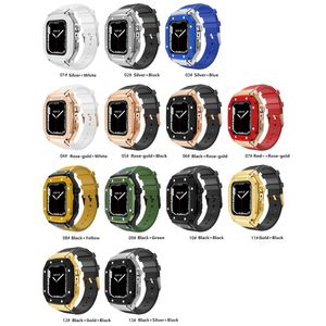 Metal Alloy Case Cover Silicone Band Smart Banden Diy AP Watches Modification Kit Fit IWatch 8 7 6 5 4 SE Rubber Trap voor Apple Watch Series 8 7 45mm 44 mm