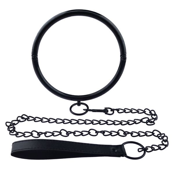 Collier de cou en alliage métallique avec laisse en chaîne, jeux pour adultes, cosplay, contraintes de bondage BDSM, jouets sexy pour couples, outils érotiques