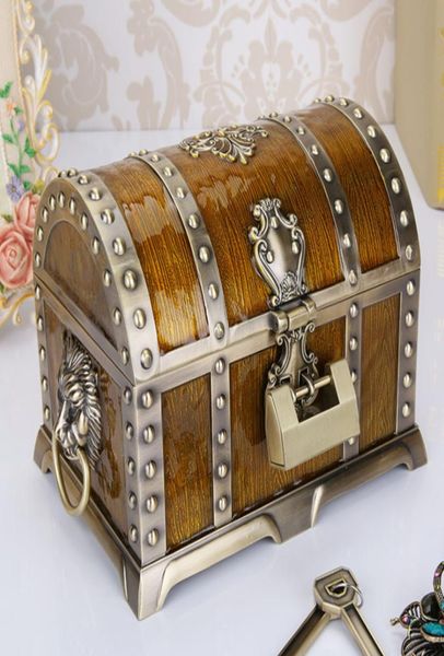 Liga de metal caixa de tesouro caixa de jóias vintage decoração para casa presente de aniversário 2013128cm caixas de armazenamento de baú de tesouro 6082716