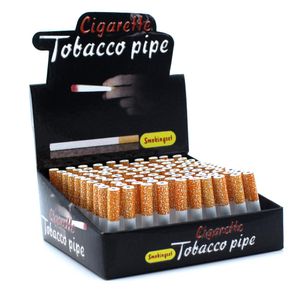 Hierba Tabaco Pipas para fumar Metal Aluminio Cigarrillo en forma de 55 mm 78 mm Longitud Pipas para fumar Pipa de murciélago de un bateador portátil