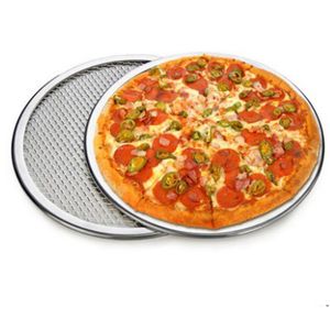 Moldes para hornear pizza de aluminio y metal Pantalla redonda sin costuras de 8 pulgadas 10 pulgadas 12 pulgadas para hornos Parrillas Parrillas Platos de masa para pasteles Herramientas Gadgets para fiestas de cocina