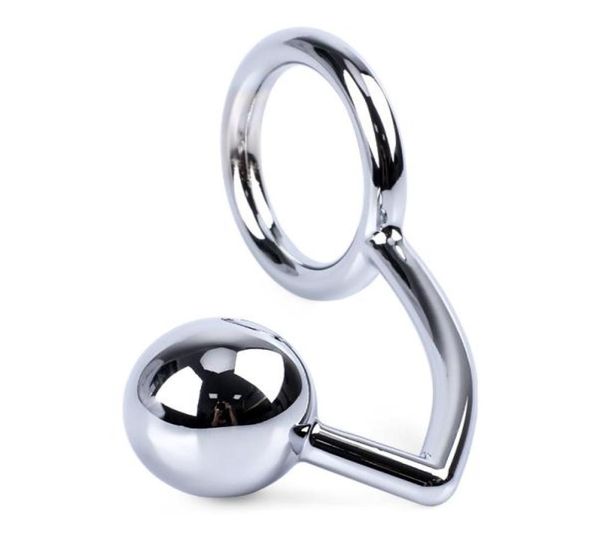 Metal Anal Hook Bondage Play 4 cm Ball Butt Plug Anus dilatador con anillo de polla Juguetes para adultos para hombres HSYBP0195404940