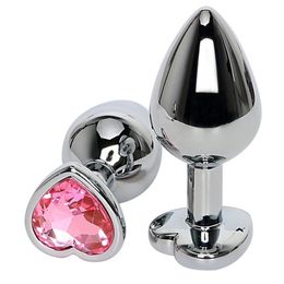 Plug Anal en métal en acier inoxydable, avec bijoux, cristal coloré, perle anale, jouets sexuels pour adultes, jeu pour femmes
