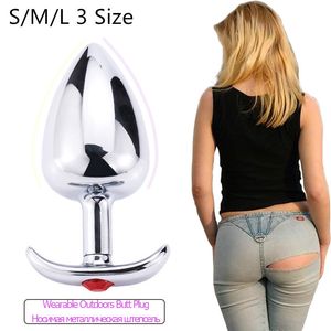 Tapón anal de metal con Corlor Jeweled 3 Style S / M / L Butt de acero para mujeres, hombres, juguetes sexy que usan al aire libre todo el día para principiantes