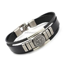 Metaal Ancient Anchor Meerlagige lager lederen armband Black Bruine armbanden Polsbandje Bangle Cuff Dames Men Mode sieraden Will en Sandy