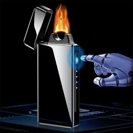 Metal Arc Flame Lighter USB Recargable Plasma Flameless Cigarettes Cigar con Power Display Gadgets para hombres 51FL