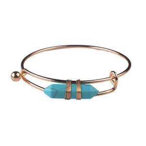 Metaal kunstmatige zeshoekige steen koperen armband verstelbare geometrische armband dames cadeau239b