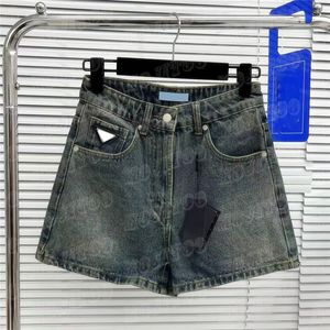 Metalen badge broek denim shorts voor vrouwen designer brief mode hoge taille pant hiphop vrouw kort streetwear