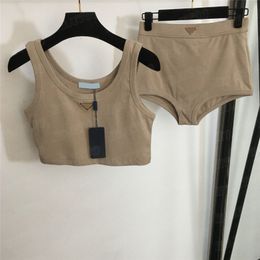 Metalen badge badpak Womens Designer Bikini Sets Sling Tank Slips Sexy Lingerie Yoga Sportondergoed