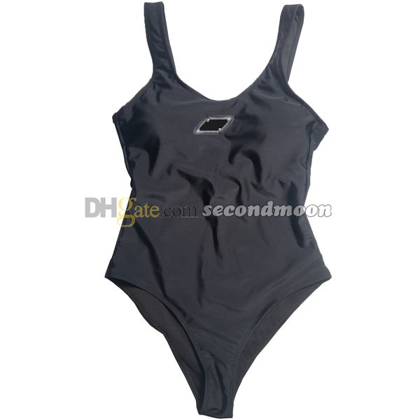 Badge en métal maillots de bain taille haute vêtements de plage femmes printemps chaud maillot de bain concepteur couleur unie vêtements de plage