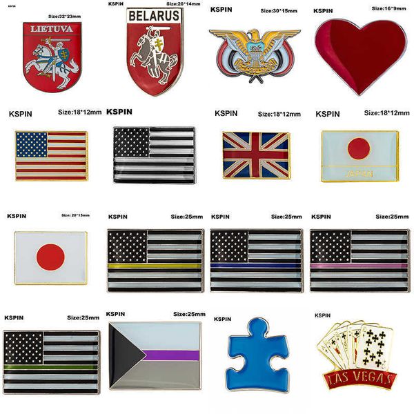 Badge métallique U.S.A Square Puzzle Biélorussie Cœur rouge Cœur de Las Vegas Drapeau de fierté démisexuel