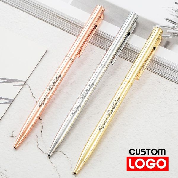 Metal Ballpoint Pen Rose Gold Logo Custom Affaire publicitaire