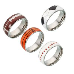 Metal Band ringen creatieve voetbalbasketbal honkbal sport ringen mode -accessoires