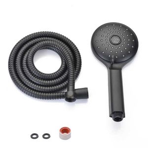 Cuarto de baño de metal Cabezal de ducha negro con manguera larga Masaje de alta presión Spa Mano de ducha Mano Kit de cabezal de ducha 210724