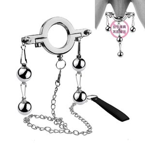 Metalen Bdsm Zware Bondage Scrotum Brancard Penis Ringen Met Leash Ballstretcher Band Gewicht Kuisheid Speeltjes Voor Mannen Dick CBT 240102