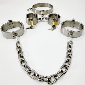 Serrures BDSM en métal, collier de cou, manchettes de cheville, jeux pour adultes, contraintes d'esclave, jouets pour adultes, jeu sexuel pour Couples