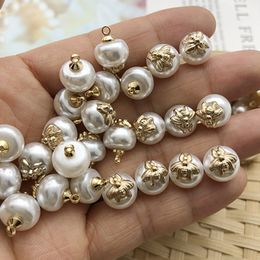 Metal Bee Diy Button voor Shirt Coat Sweater Round Pearl Kleding Buttons 10mm