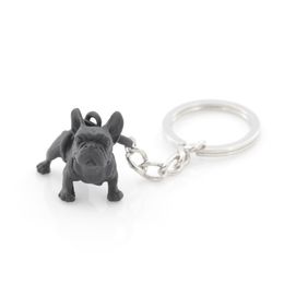 Porte-clés bouledogue français en métal noir, mignon chien Animal, porte-clés pour femmes, breloque pour sac, bijoux pour animaux de compagnie, cadeau en vrac, Lots203x