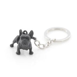 Porte-clés bouledogue français en métal noir, mignon chien Animal, porte-clés pour femmes, breloque pour sac, bijoux pour animaux de compagnie, cadeau en vrac, Lots322i