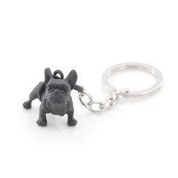 Metal Black French Bulldog Key Chain mignon pour animaux de chien Cléchains clés de féminins Bag du sac Belle bijoux de compagnie Gift en vrac entiers Lots 276d