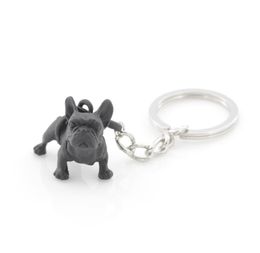 Metal Black French Bulldog Key Chain mignon Couches d'animaux de chien Cortes de clés de femme Bag de femme Belle bijoux pour animaux de compagnie Gift en vrac entièrement 2202473958