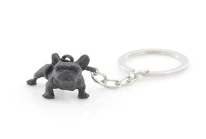 Metal Black Franse Bulldog Key Chain Cute Dog Animal Keychains Keyrings Women Bag Charm Pet Sieraden Geschenk hele bulkpartijen7175740