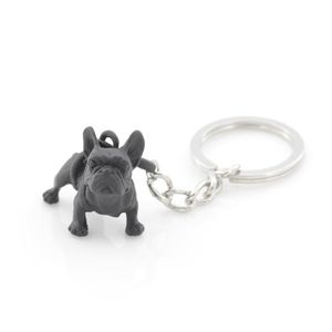 Metal Black Franse Bulldog Key Chain Cute Dog Animal Keychains Keyring Women Bag Charm Pet Sieraden Geschenk hele bulk lots240j