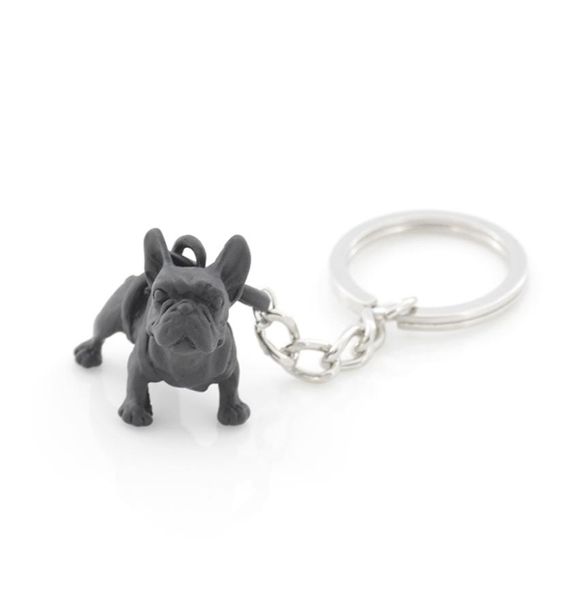 Métal noir bouledogue français porte-clés mignon chien animaux porte-clés porte-clés femmes sac charme bijoux pour animaux de compagnie cadeau lots en vrac entiers 2205544781