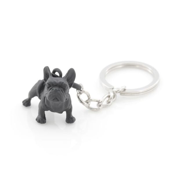 Llavero de Bulldog Francés negro de Metal, llaveros de animales de perro lindo, llaveros, bolso de mujer, dije, joyería para mascotas, regalo, lotes 322i a granel