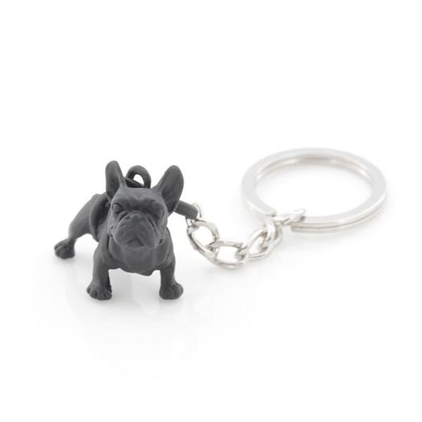 Porte-clés bouledogue français en métal noir, mignon chien Animal, porte-clés pour femmes, breloque pour sac, bijoux pour animaux de compagnie, cadeau en vrac, Lots235s