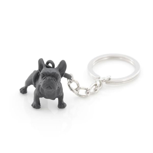 Porte-clés bouledogue français en métal noir, mignon chien Animal, porte-clés pour femmes, breloque pour sac, bijoux pour animaux de compagnie, cadeau en vrac, Lots283s