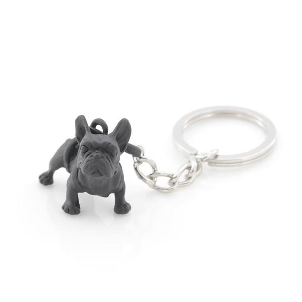 Metal Black French Bulldog Cadena Key Lindo Dog Animal Keyrings Keyrings Women Bag Charm Joyería para mascotas Regalo Bulk Lots3146