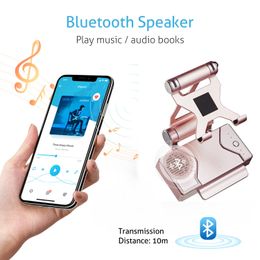 Haut-parleur Bluetooth en métal + banque d'alimentation + support de téléphone, subwoofer sans fil multifonction Micphone support en alliage d'aluminium support réglable 10000 mAh trésor de chargeur USB