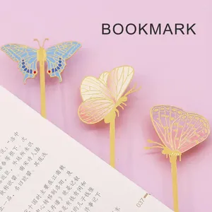 Marcador de metal Exquisito regalo de mariposa de estilo chino para amantes de los libros maestros grabados