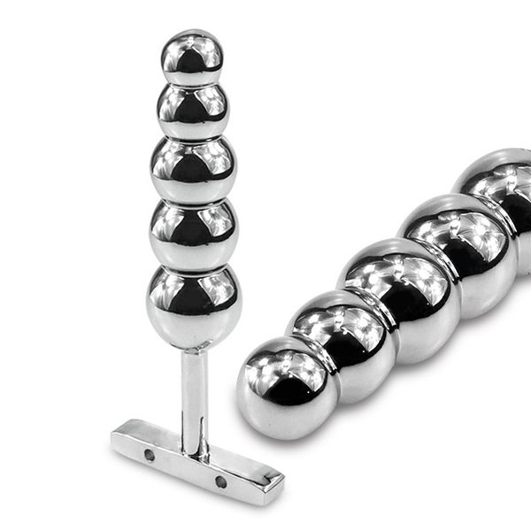 Cuentas anal de metal Masaje de próstata Acero inoxidable Butt Plug ANUS pesado Beads con 5 bolas Juguetes sexuales para hombres y mujeres