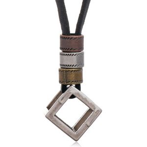 Collar con colgante de caja de Metal, collares de cadena de cuero ajustables para mujeres y hombres, joyería de moda de Hip Hop