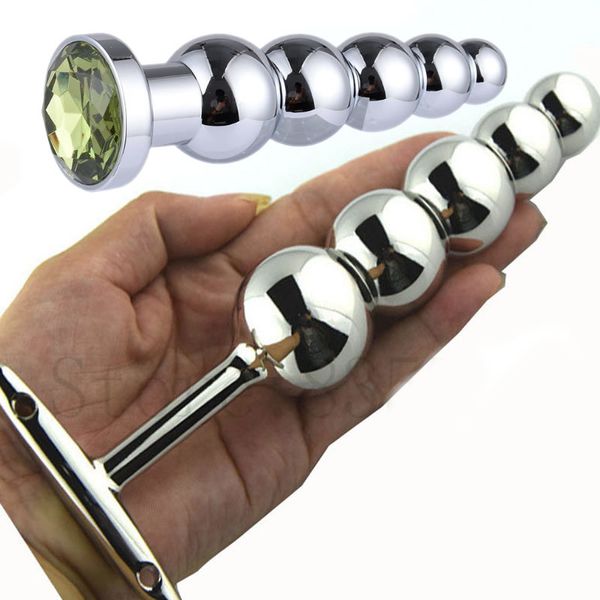 Butt Plug de metal con cinco bolas Consolador anal Masaje de próstata Juguetes sexy de acero inoxidable