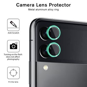Metalen cameralens beschermer voor Samsung Galaxy Z Flip 5 4 Zflip5 Hawkeye Ring 9h gehard glazen dop locator voor Zflip 4 SM-F721B