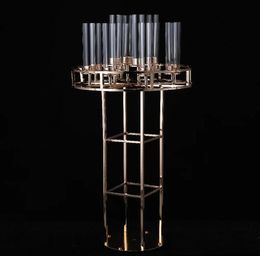 Candlelabra Metal Candle Holder Gold Stand Road Road Mouding Mariage Centrophital Flower Rack pour Eventor Center Table Table Decoration