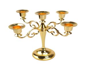 Bougeoirs en métal 5arms3arms Candle stand décoration de mariage Candelabra Cande maîtresse décor de chandelier artisanat Silvergold 2 C1021265