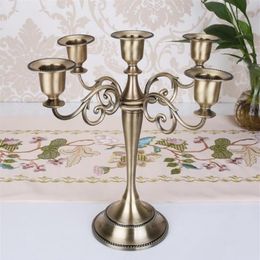 Candelabros de metal para boda, 5 brazos, 3 brazos, candelabro, decoración, centro de mesa, candelabro, manualidades decorativas, oro plateado, 228L